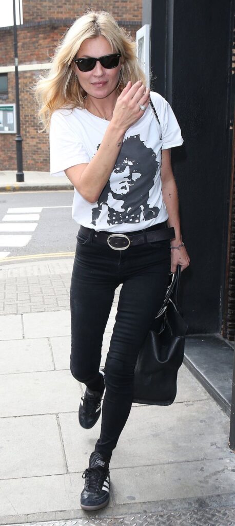 Kate Moss Rocking Keith Richards on a Graphic T-Shirt