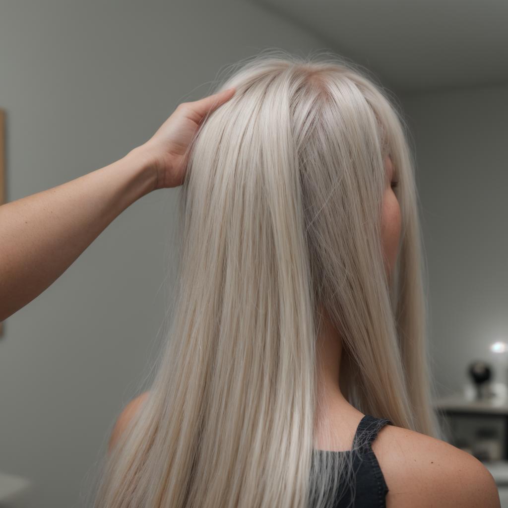 A Woman Viewed From the Back With Long, Platinum Blonde Hair